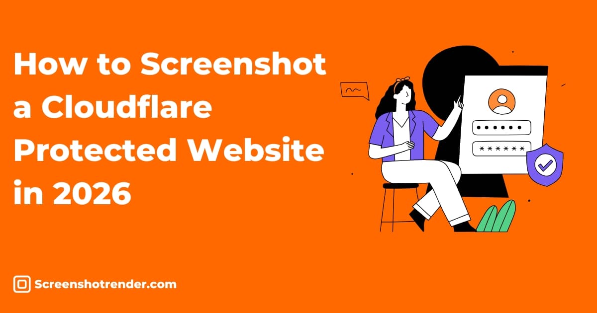 Orange minimalist illustration of a Cloudflare challenge page resolving into a clean website screenshot